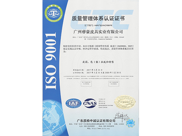 999二区在线（háo）ISO9001質量管（guǎn）理體係認證證書